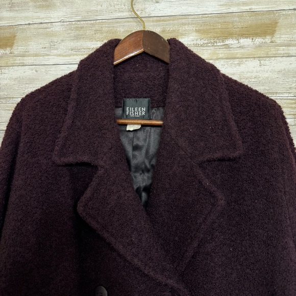 Eileen Fisher Boucle Wool Heavy Warm Pea Coat Women’s size Medium Plum / Purple - Picture 4 of 6